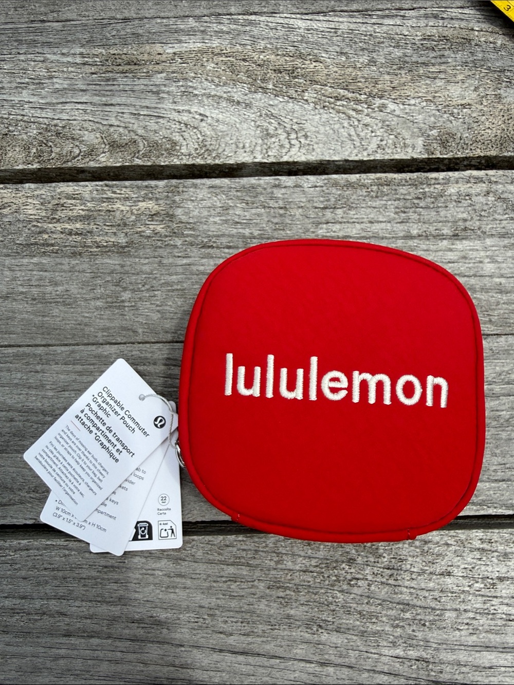 Lululemon Clippable Commuter Organizer Pouch Oxford Red NWT Logo Travel Case - Picture 4 of 6